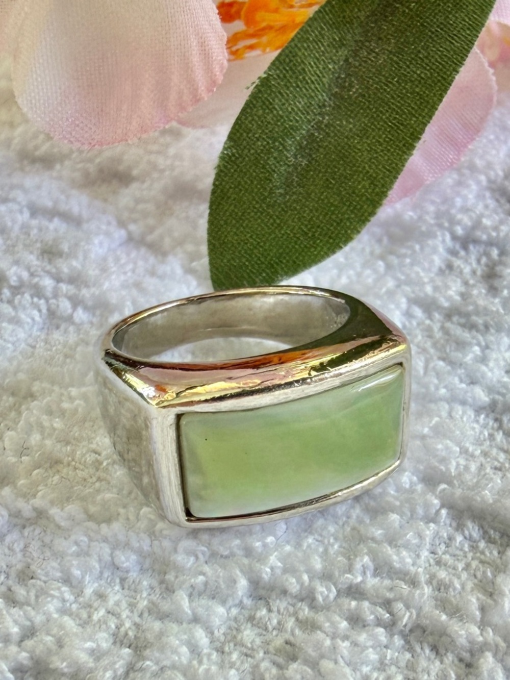 🐼 Lia Sophia Silver Green Ring #0139